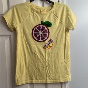 Cat & Jack Yellow Sequin Citrus Tee size 14/16